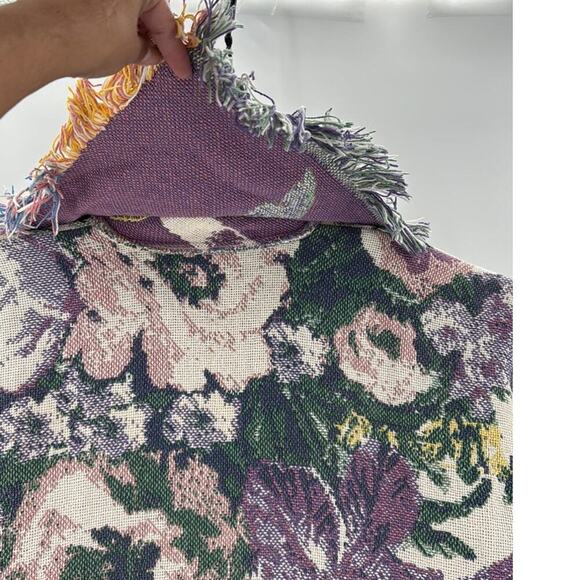 Vintage All in the Bag Coat tapestry blanket fringe 90s cherub open front quirky - Picture 9 of 10